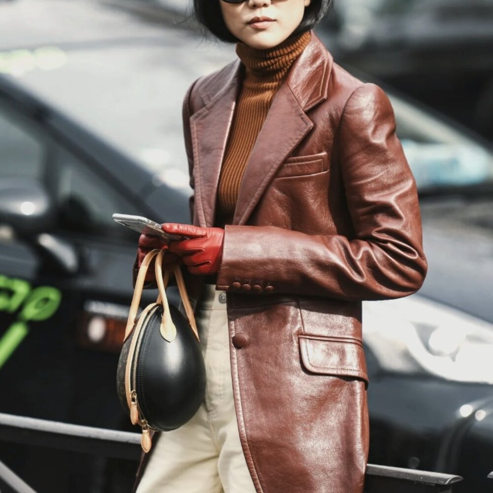 Banana Republic Vintage Petite Leather Blazer